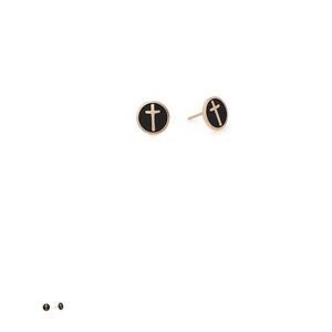Alex and Ani Black and Rose Gold Cross Earrings